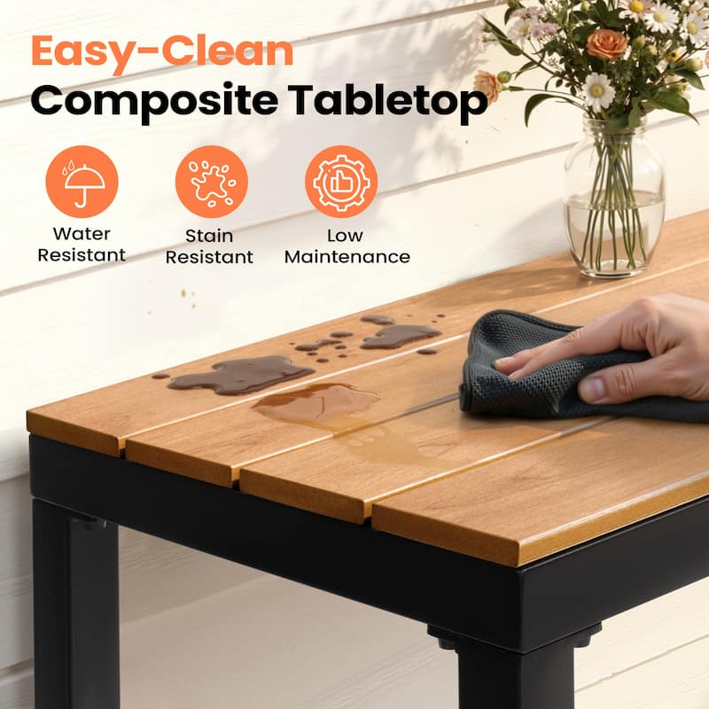 Pellebant Patio Outdoor Bar Table Rectangle Pub Table Dining Table