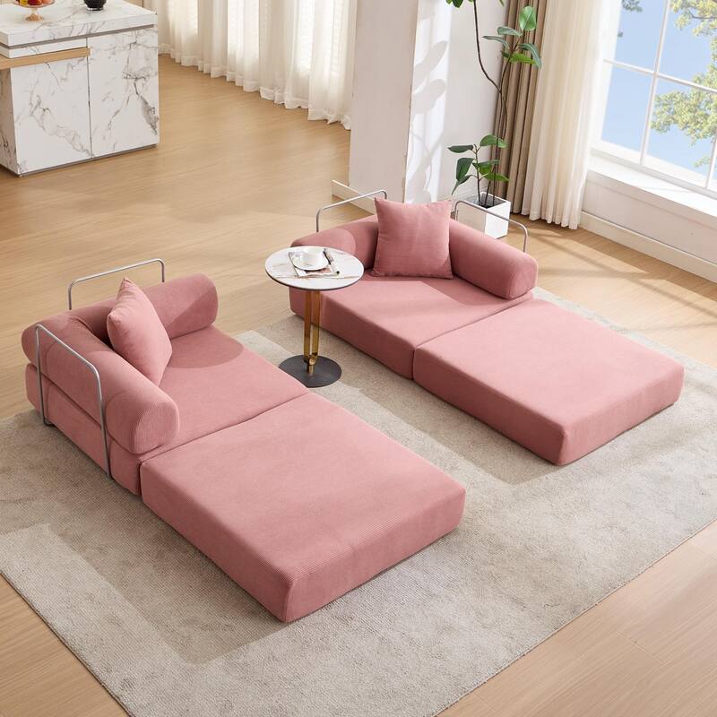 Modular Couch Sofa Bed, Convertible Design with Removable Armrests,Folding Mattress Couch for Small Spaces ,No Assembly