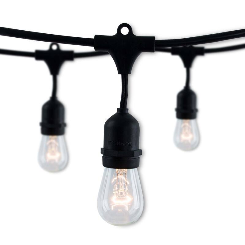 Bulbrite 48 ft Indoor/Outdoor 15-Socket (E26) Decorative String Light Kit, Black