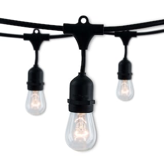 Bulbrite 48 ft Indoor/Outdoor 15-Socket (E26) Decorative String Light Kit, Black