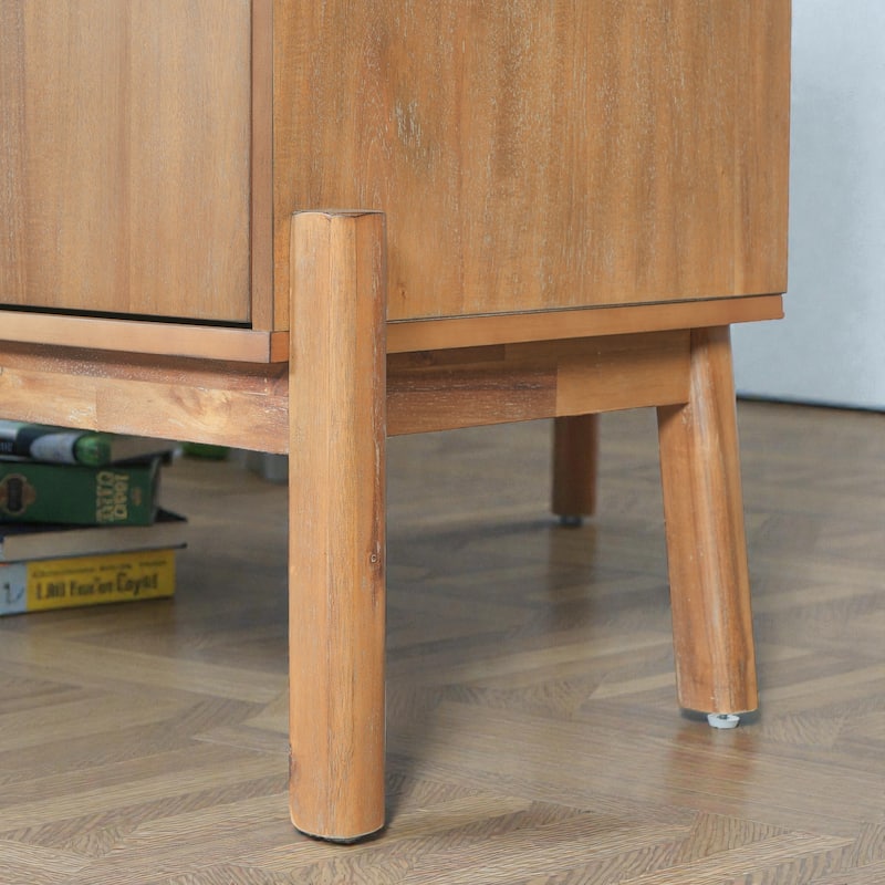 Vintage Sideboard Buffet Cabinet, 60" 4-Door Storage Cabinet with Metal Handles, MDF and Acacia Veneer