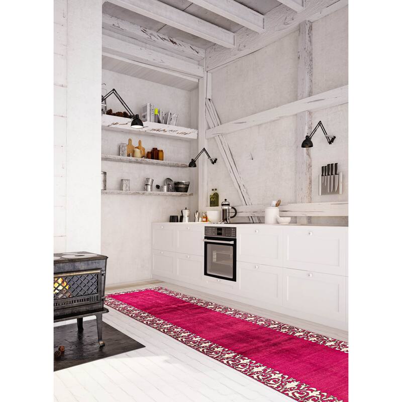 ECARPETGALLERY Hand-knotted Andelz Burgundy Wool Rug - 2'4 x 12'1