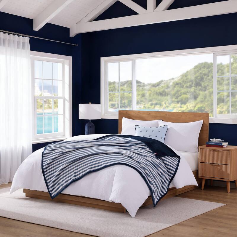Tommy Hilfiger Printed Plush Reversible Throw Blanket