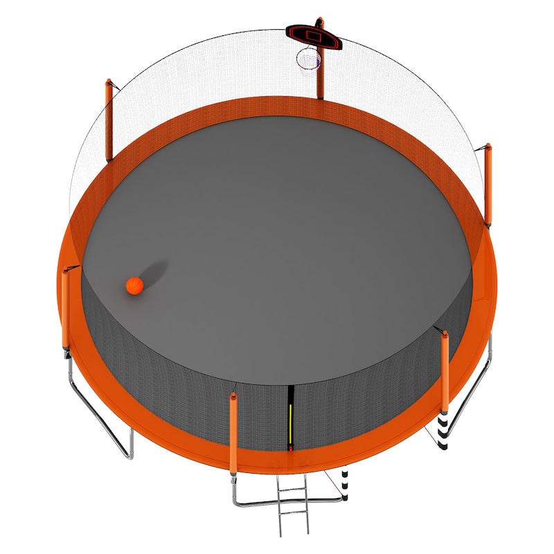16FT Trampoline with Basketball Hoop pump and Ladder(Inner Safety Enclosure) with soccer goal