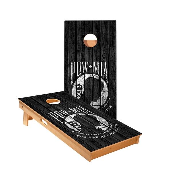 slide 2 of 5, Pow Mia Cornhole Boards NO Bags - Add Board Lights