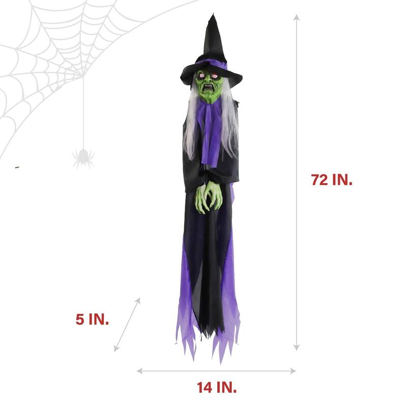 Haunted Hill Farm Cleo the Talking Witch Tree Hugger with Light-Up Eyes for Scary Outdoor Halloween Decoration