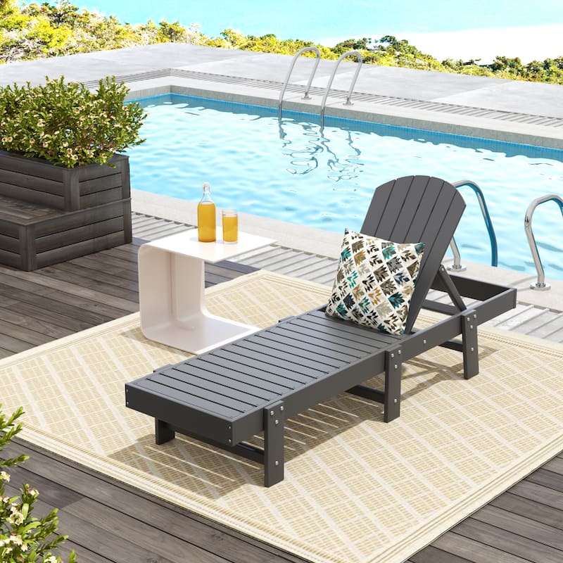 Polytrends Altura Armless Poly Eco-Friendly All Weather Reclining Chaise Lounge - Gray
