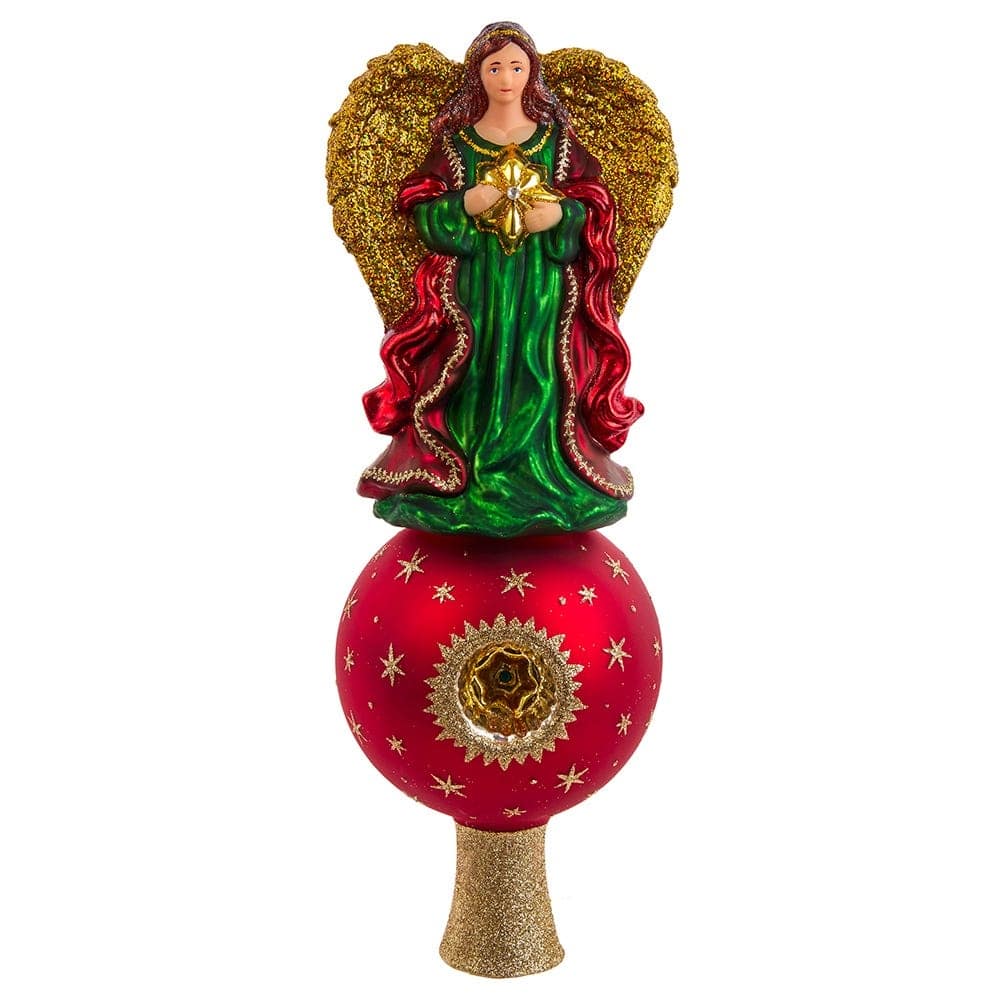 Kurt Adler 15.75-Inch Finial Angel Treetop With Reflector - Red