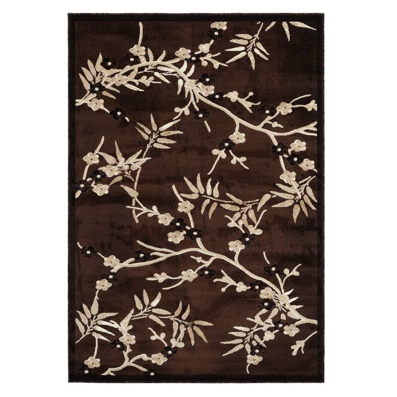 Platinum Collection Floral Area Rug - 8' x 11' - Brown/Ivory