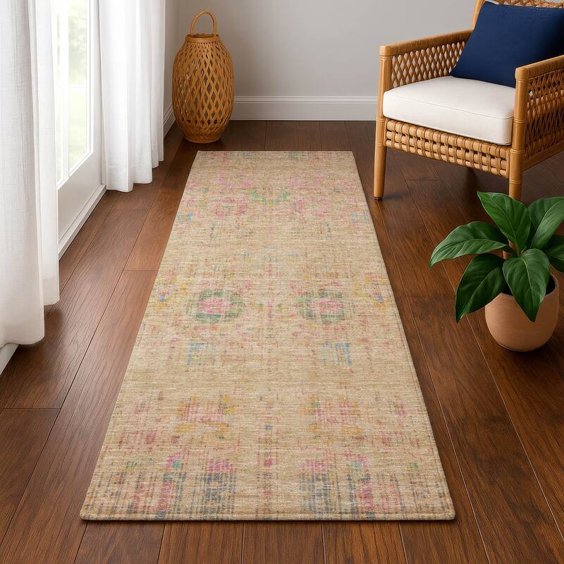Premium Washable Super Soft Vintage Boho Mayfield Rug - Tan - 2'3" x 7'6"
