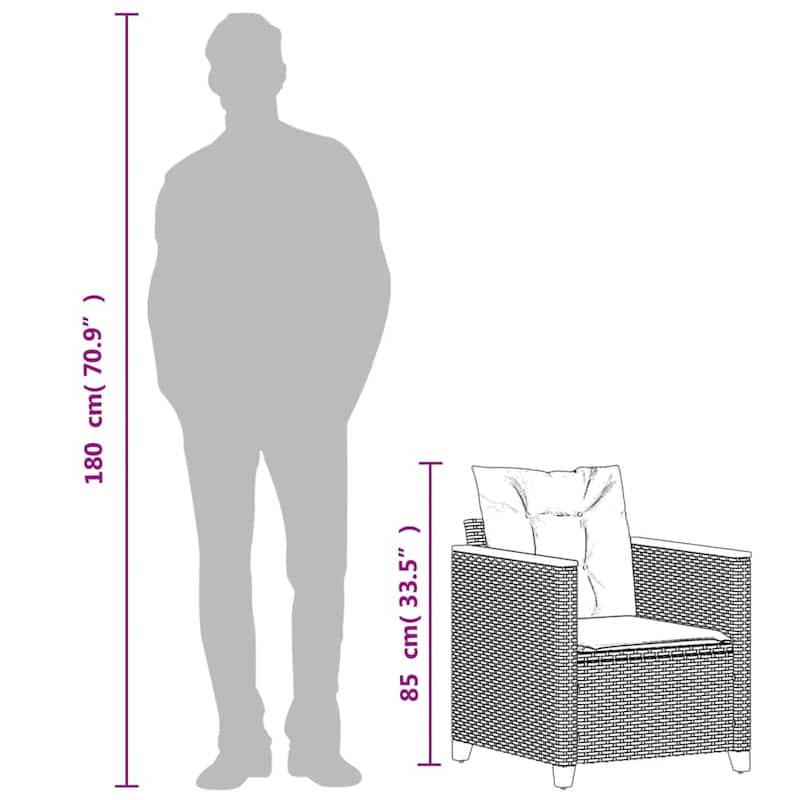 vidaXL Garden Chair Grey PE rattan
