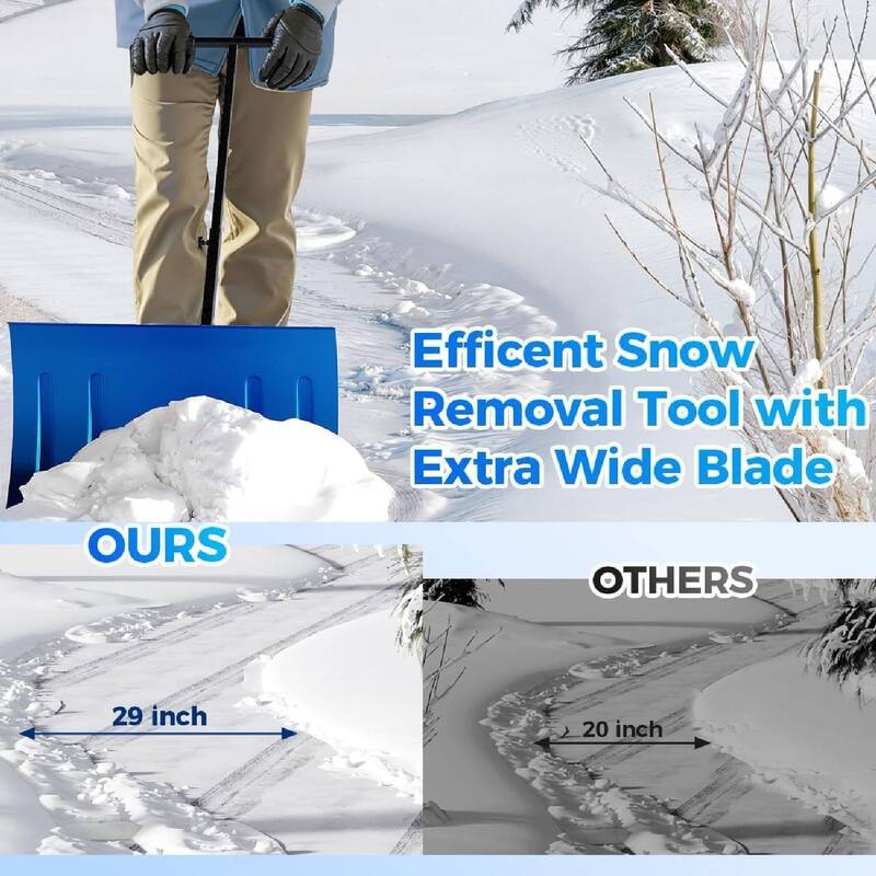 Heavy Duty Single Rod 20 * 29 Inch Wheeled Snow Shovel