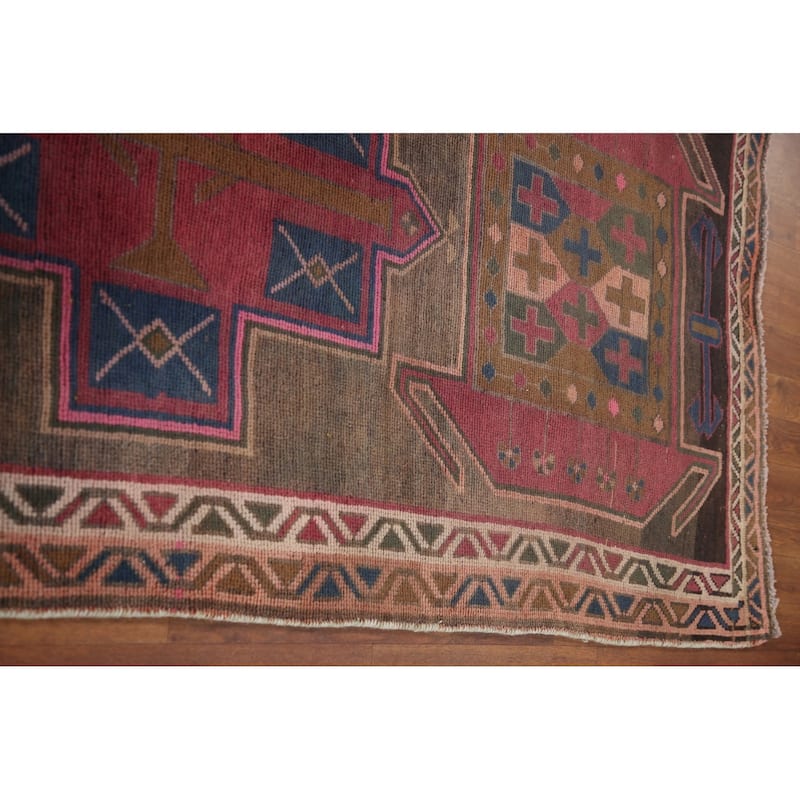 Ardebil Persian Vintage Runner Rug Handmade Wool Carpet - 3'7" x 13'4"