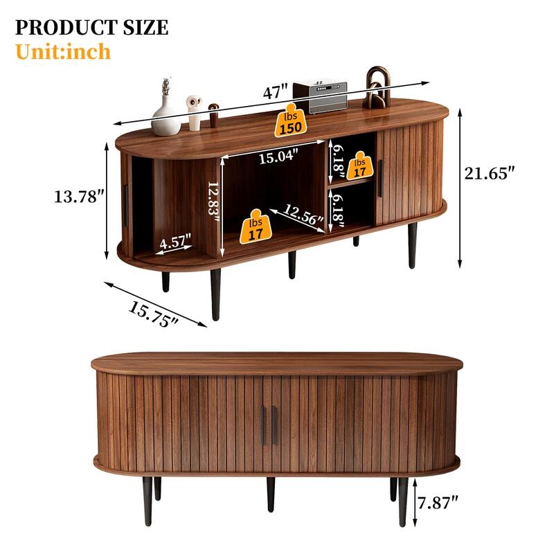 TV Stand, 47" Modern TV Console Table with Storage Compartment and Sliding Door, Gaming Entertainment Center with Cabinet