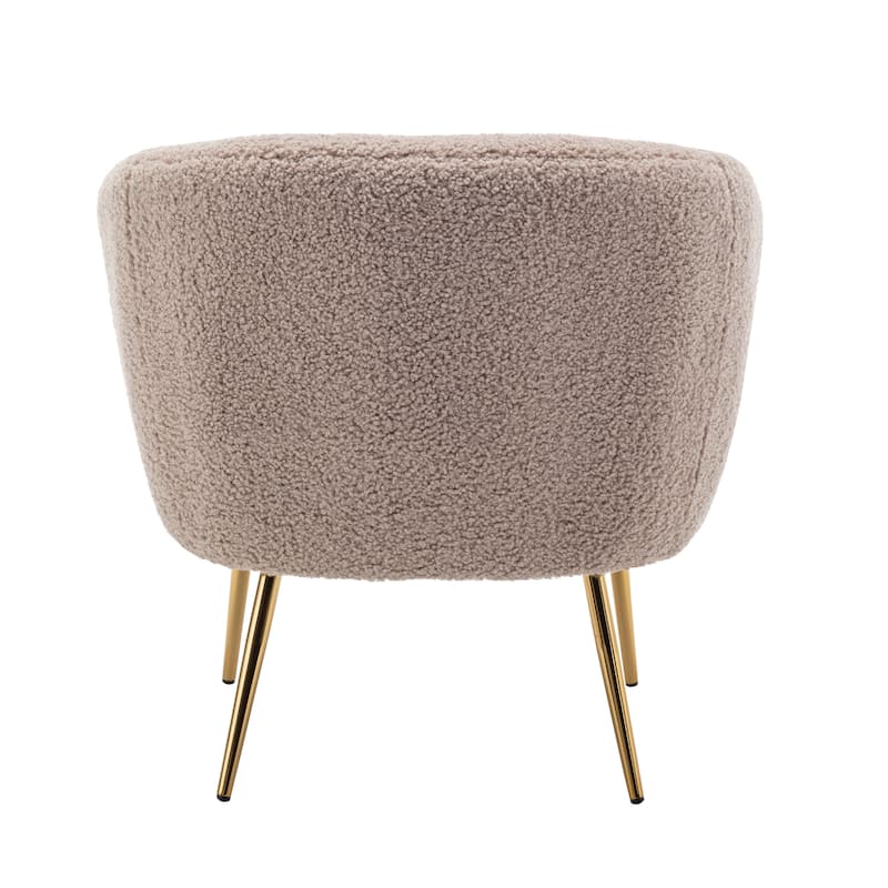 Porthos Home Yui Teddy Fabric Barrel Accent Chair with Golden Chrome Legs