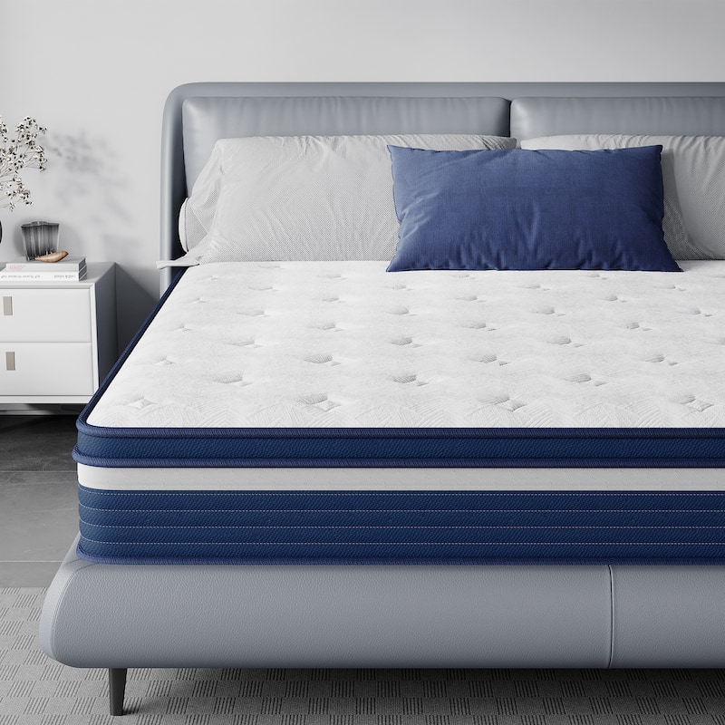 IFLUOUS 10in. Innerspring Hybrid Pressure Relief and Cooling Plush Mattress with CertiPUR-US, SGS and OEKO-TEX Certified