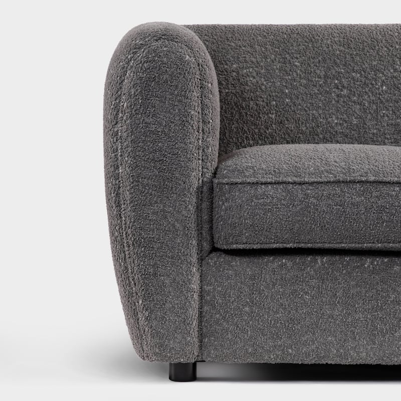 Furniture of America Vanessa Modern Curved Arms Boucle Sofa Set with Seat Cushion and Wooden Legs, 2-Piece or 3-Piece Options