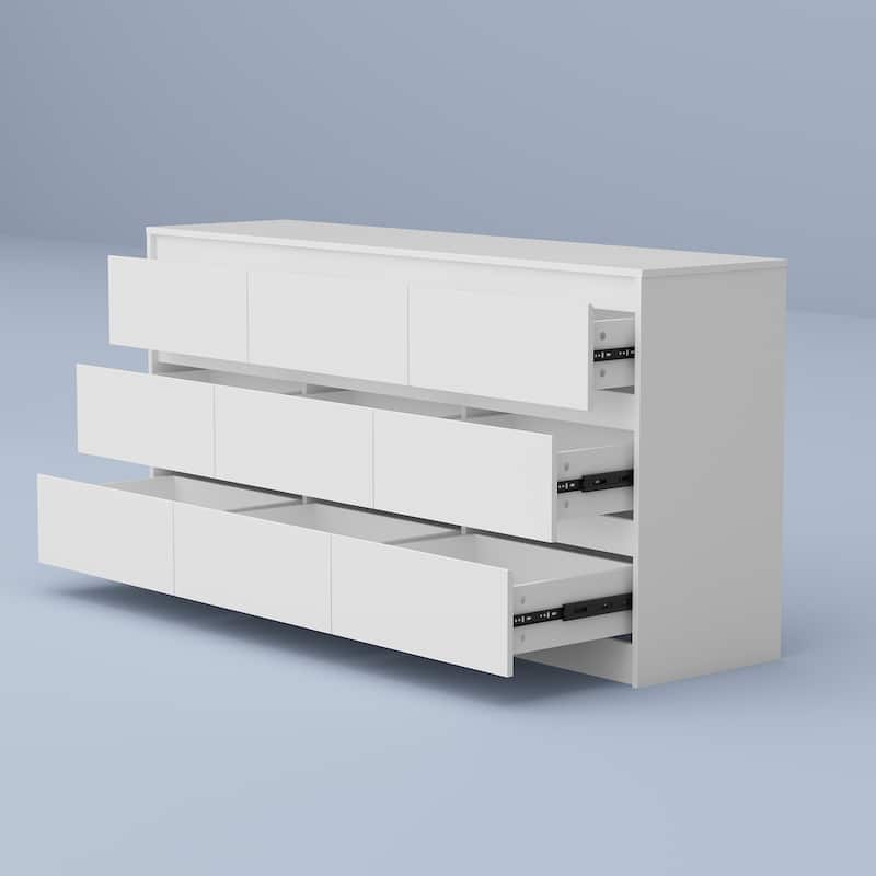 Modern Dresser for Bedroom 9 Drawers Wood Dresser Chest of Drawers