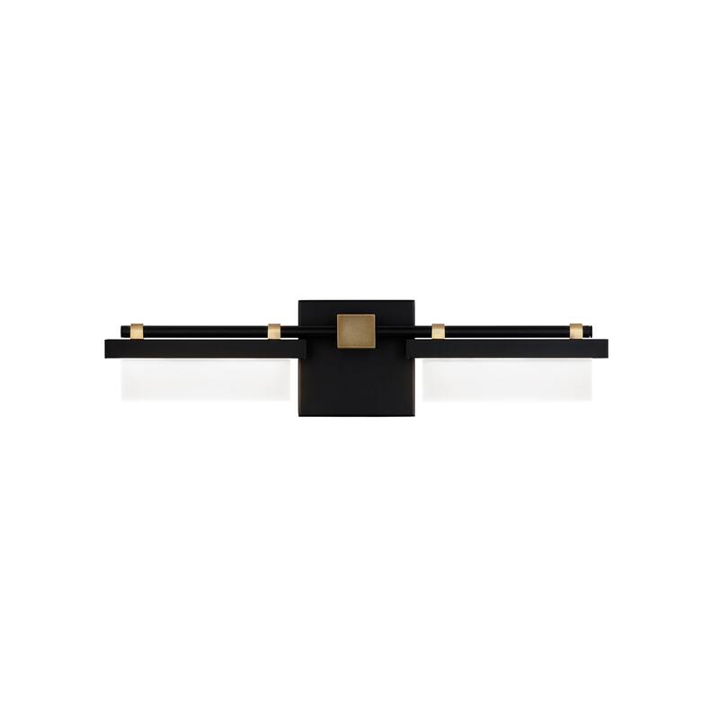 Two Fold 20in LED Bath Vanity & Wall Light 3000K in Black Aged Brass