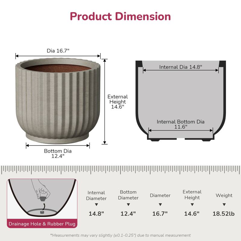 Enhanced Interior Round Concrete Plant Pot Flower Planter