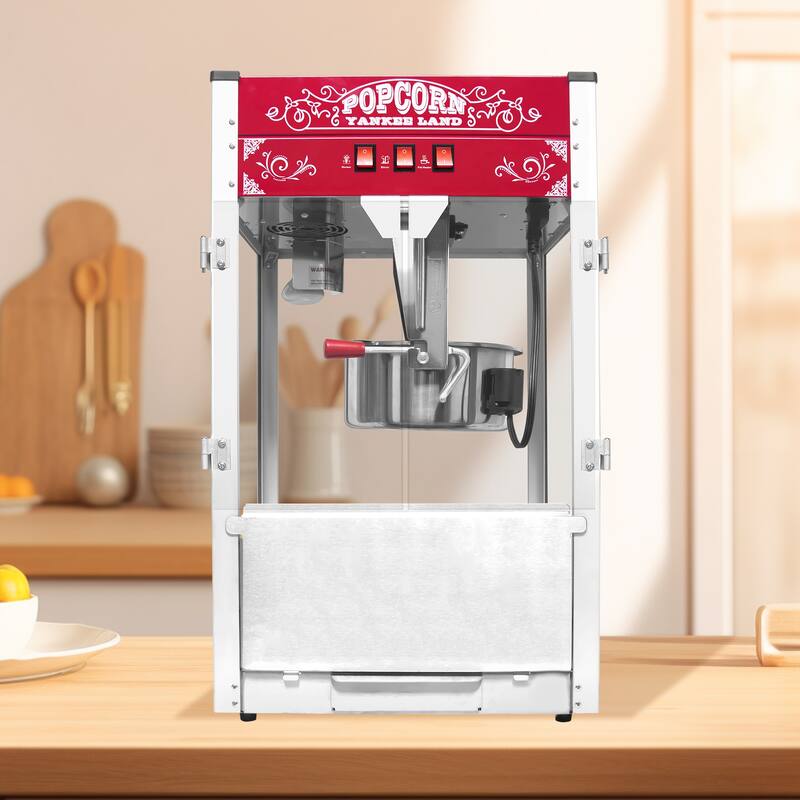 Popcorn Machine with 16 Ounce Kettle, Countertop Popcorn Maker Commercial Popcorn Machine w/Stainless Steel Scoop - Red