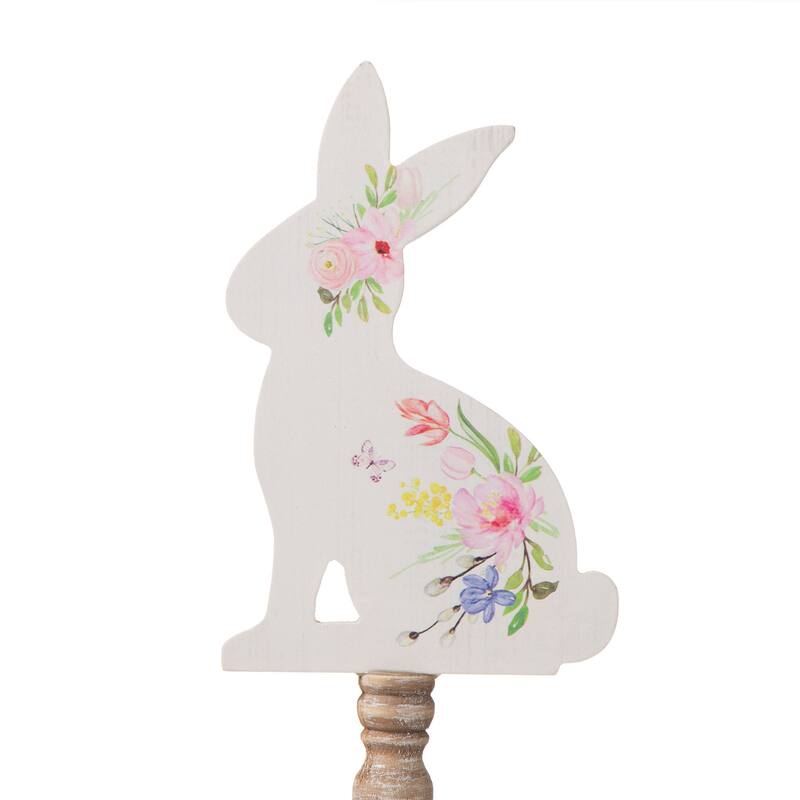 Glitzhome Set of 2 Easter Wooden Bunny Table Decor Spring Gift