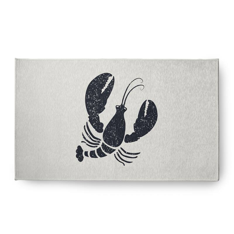 Lobster Nautical Chenille Rug - Shark Blue - 18" x 30"