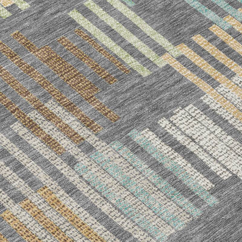 Machine Washable Indoor/ Outdoor Modern Pines Chantille Rug