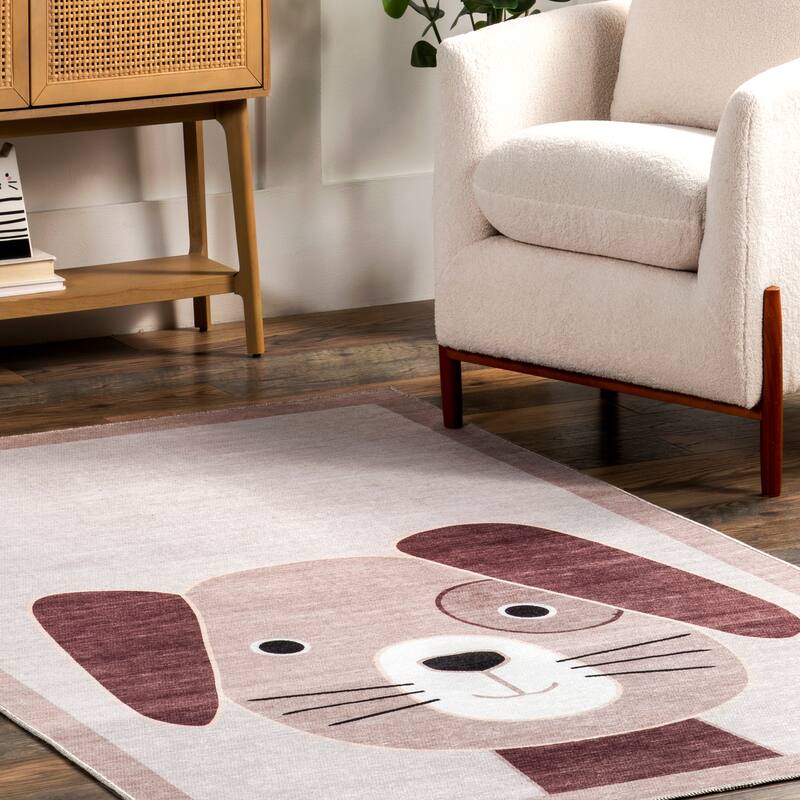 Nuloom Rizzo SpinClean Puppy Kids Machine Washable Area Rug