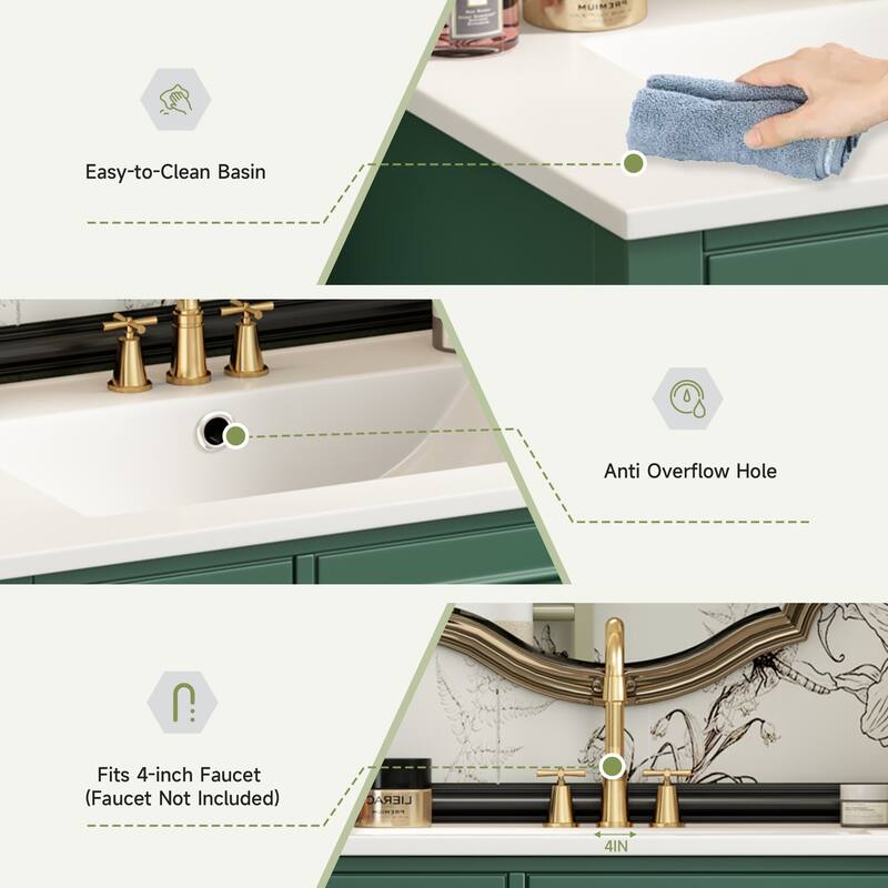 Bathroom Vanity with Sink, Freestanding Bathroom Cabinet, Storage Cabinet with 2 Drawers & Soft-Closing Door & Ajustable Shelf