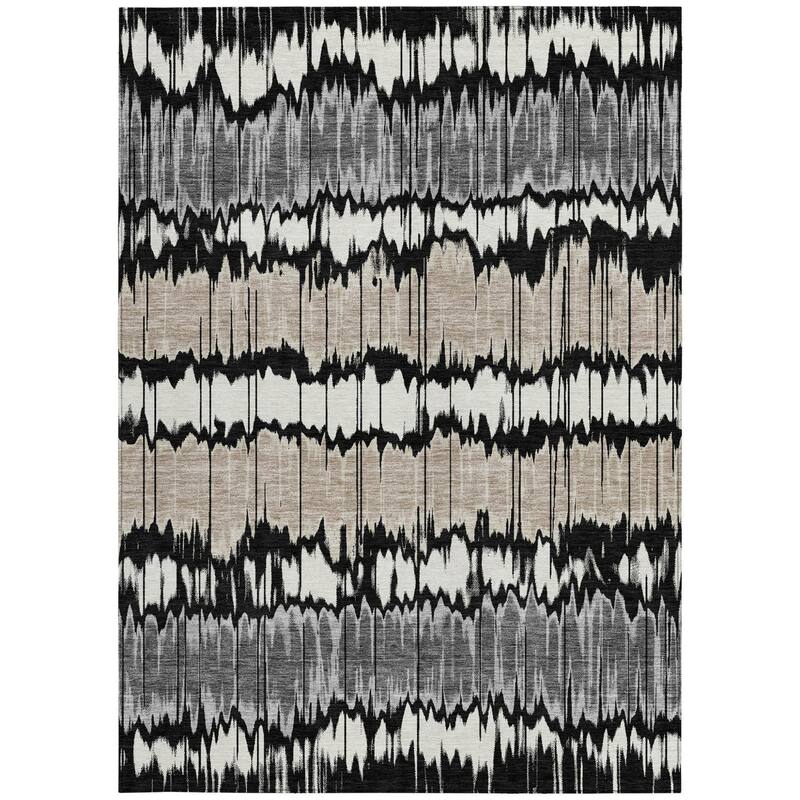 HomeRoots Striped Transitional Rectangle Outdoor Rug
