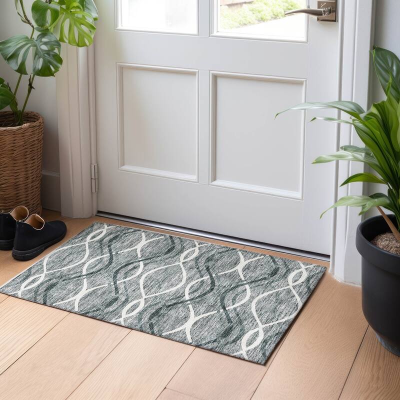 Premium Washable Super Soft Contemporary Dickerson Mayfield Rug - Gray - 1' 8" x 2' 6"