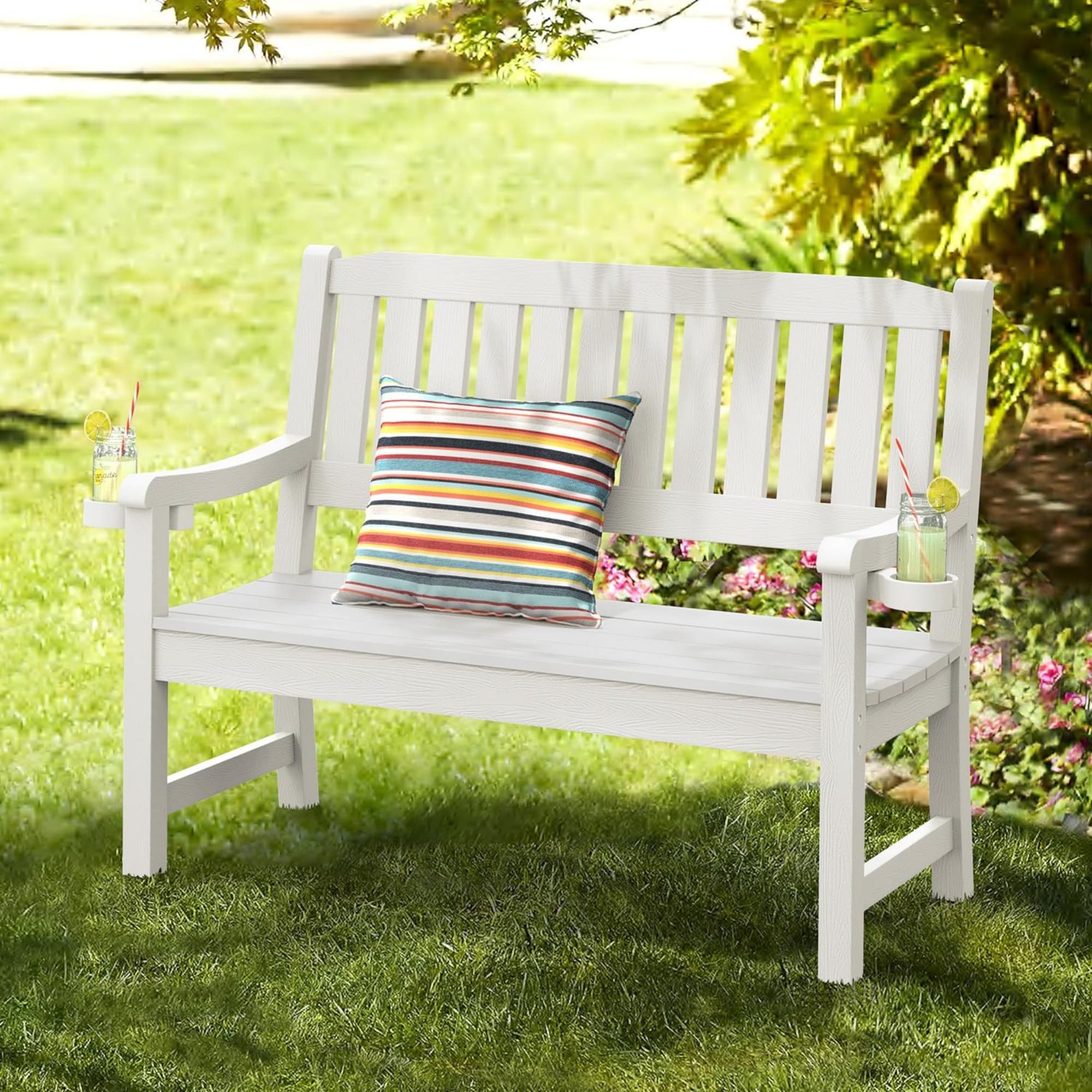LUE BONA 48'' Outdoor Bench - Weatherproof Garden Bench for Patio, Porch, Backyard