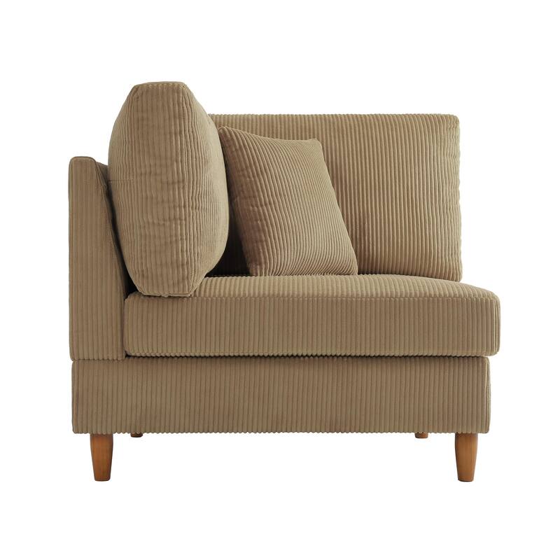 Corduroy Modular Sectional 5 Piece Sofa with Ottoman - Camel