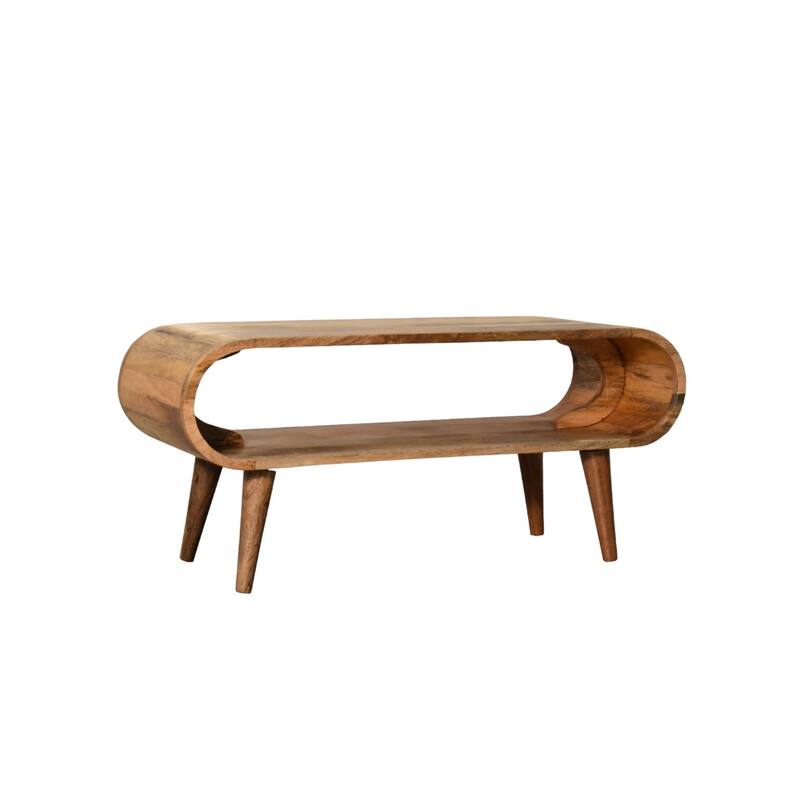 Mid-Century Modern Wood Coffee Table With Strong Legs