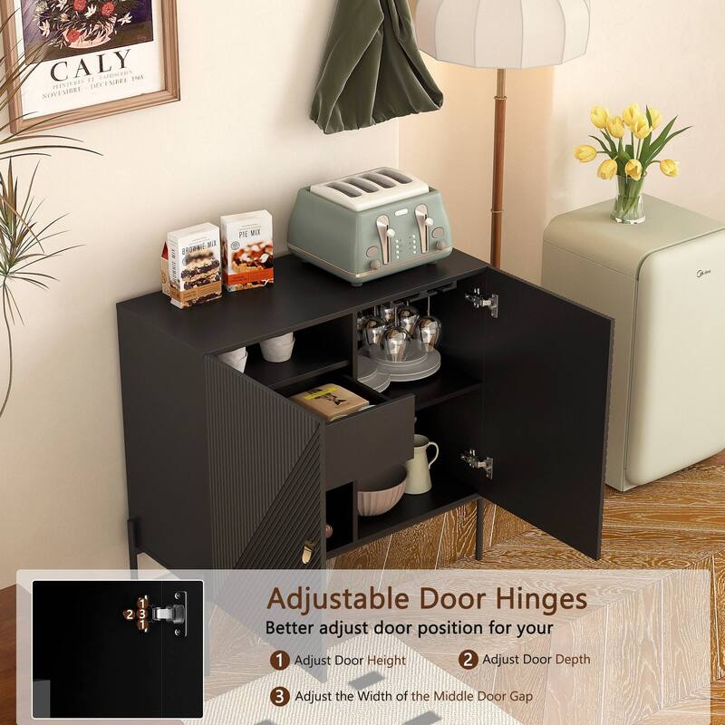 Home Coffee Bar Cabinet with Wine Rack Sideboard/Buffet - 2 Doors