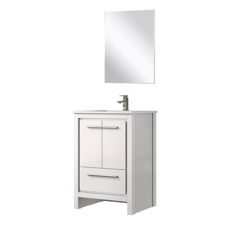 Lafarre Bath Vanity with Quartz Top, Sink, Mirror and Chrome Faucet