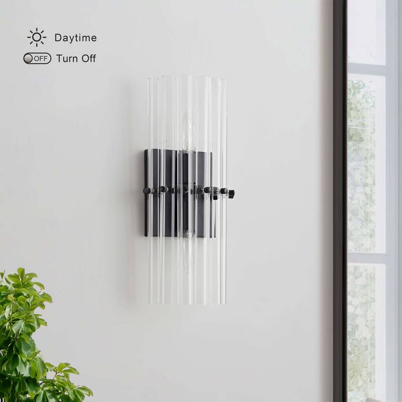 Casandra 2-Light Crystal Glass Bar Wall Sconce - 6 inches W x 15 inches H x 4 inches D