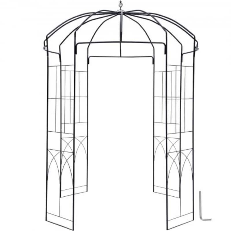 Outdoor Metal Garden Arbor Arch, Birdcage Trellis for Climbing Plants - Black