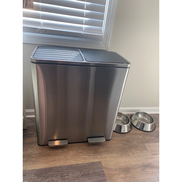 Shop Gymax 16 Gallon Dual Step Trash Can Recycling Stainless Steel Double Bucket Pedal Bin Overstock 29212003