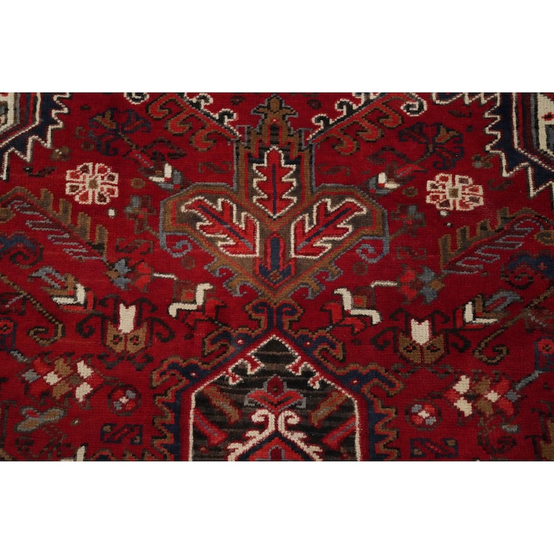Hand Knotted Oriental 100% Wool Carpet Traditional Medallion Red Heriz Area Rug - 11' 6'' X 8' 2''