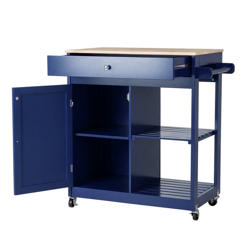 Glitzhome 35"H Modern Rolling Trolley Storage Kitchen Island Cart with Wheels