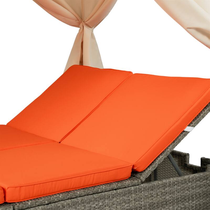Adjustable Gear Sunlounger with Cushion for Outdoor Tanning & Relax