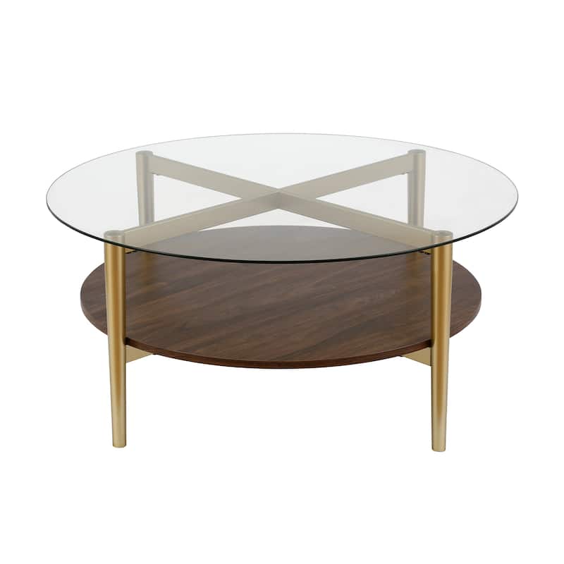 Otto 36" Wide Round Coffee Table with MDF Shelf - 36" Wide