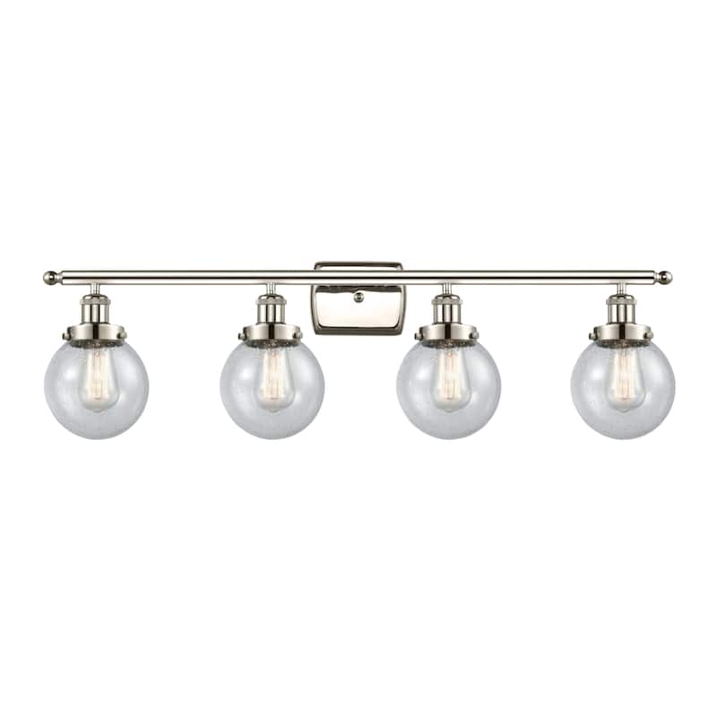 Innovations Lighting 916-4W-11-36 Beacon Vanity Beacon 4 Light 36" - Polished Nickel / Seedy