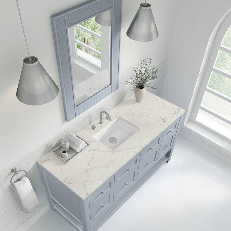 Breckenridge 60" Single Vanity, Serenity Blue - Victorian Silver