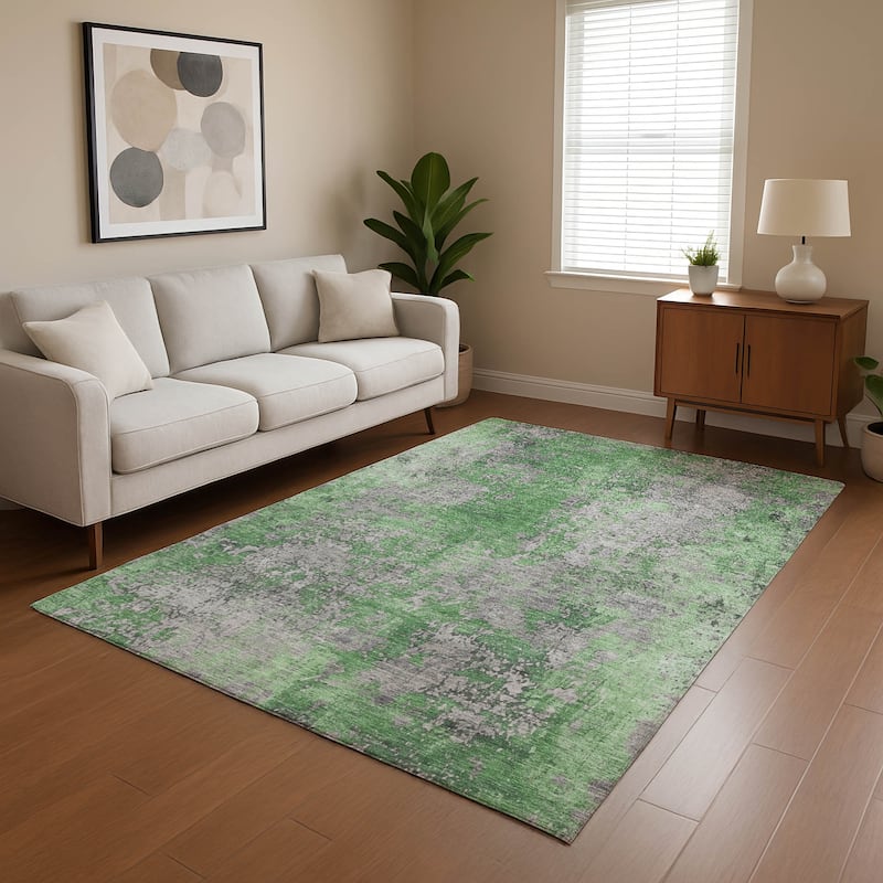 Premium Washable Super Soft Chic Abstract Mayfield Rug - Green - 2'6" x 3'10"