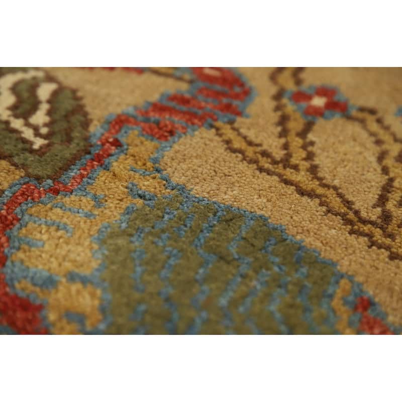 Light Brown Animals Ziegler Oriental Area Rug Hand-Knotted Wool Carpet - 7'9" x 9'8"