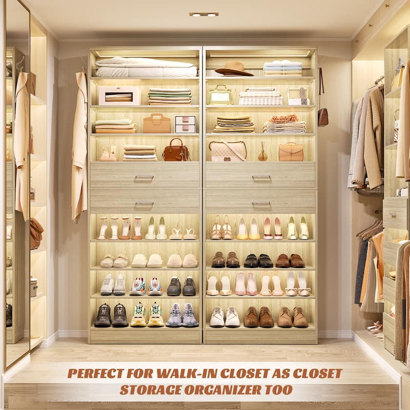 9-Tier Shoe Cabinet with 2 Drawers, Freestanding Closet Organizer with Adjustable Storage Shelves