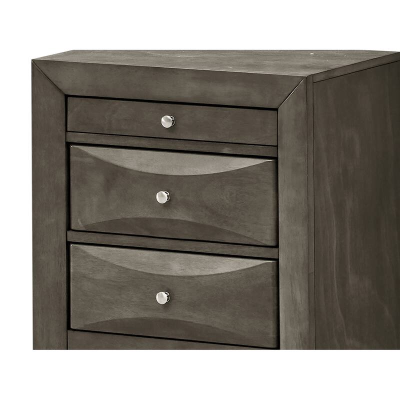 3-Drawer Gray Nightstand with Dovetail Front and Back, 28 Inch Classic Wooden Bedroom Bedside Storage